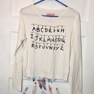 Stranger Things Christmas lights off white croptop